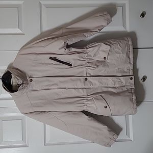 Outer Town Tan Insulated Jacket, Medium, leather collar, EUC